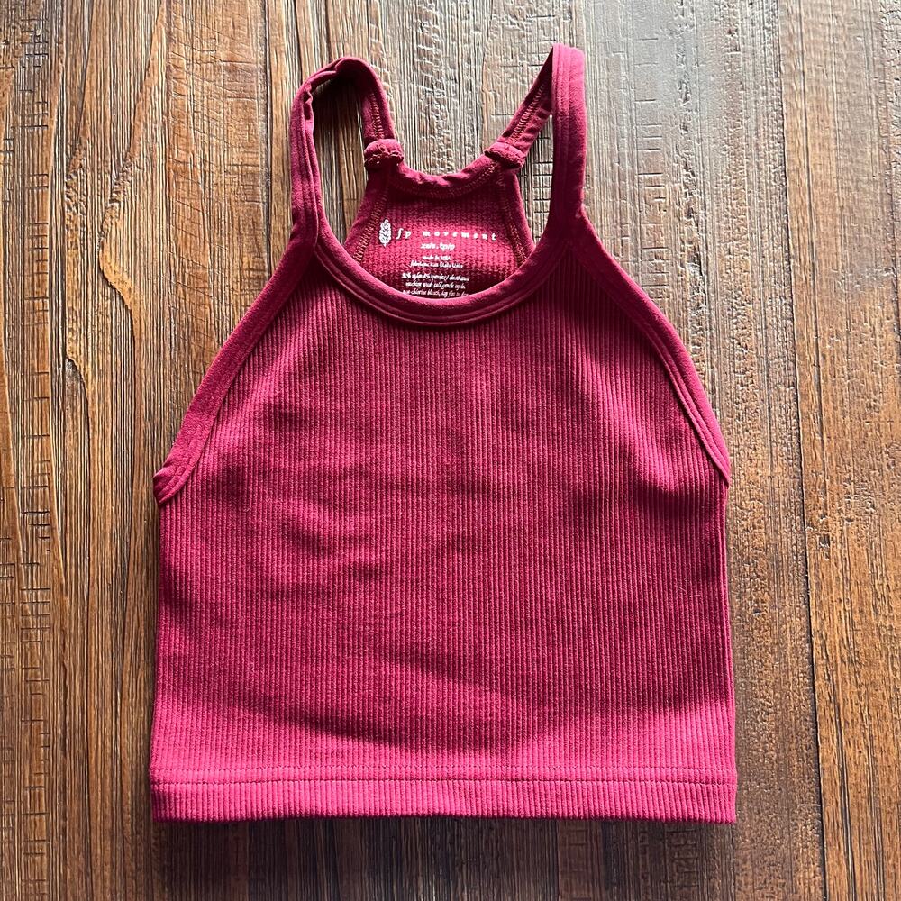 NWOT Free People FP Movement Happiness Runs Crop Tank Burgundy Red XS/S
